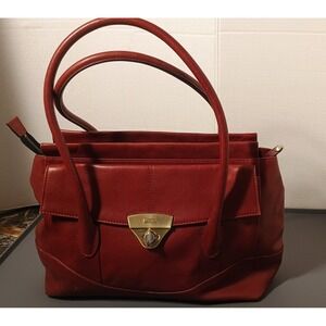 Modalu London Tote Bag Womens Medium Red Good Leather Gold Hardware Satchel